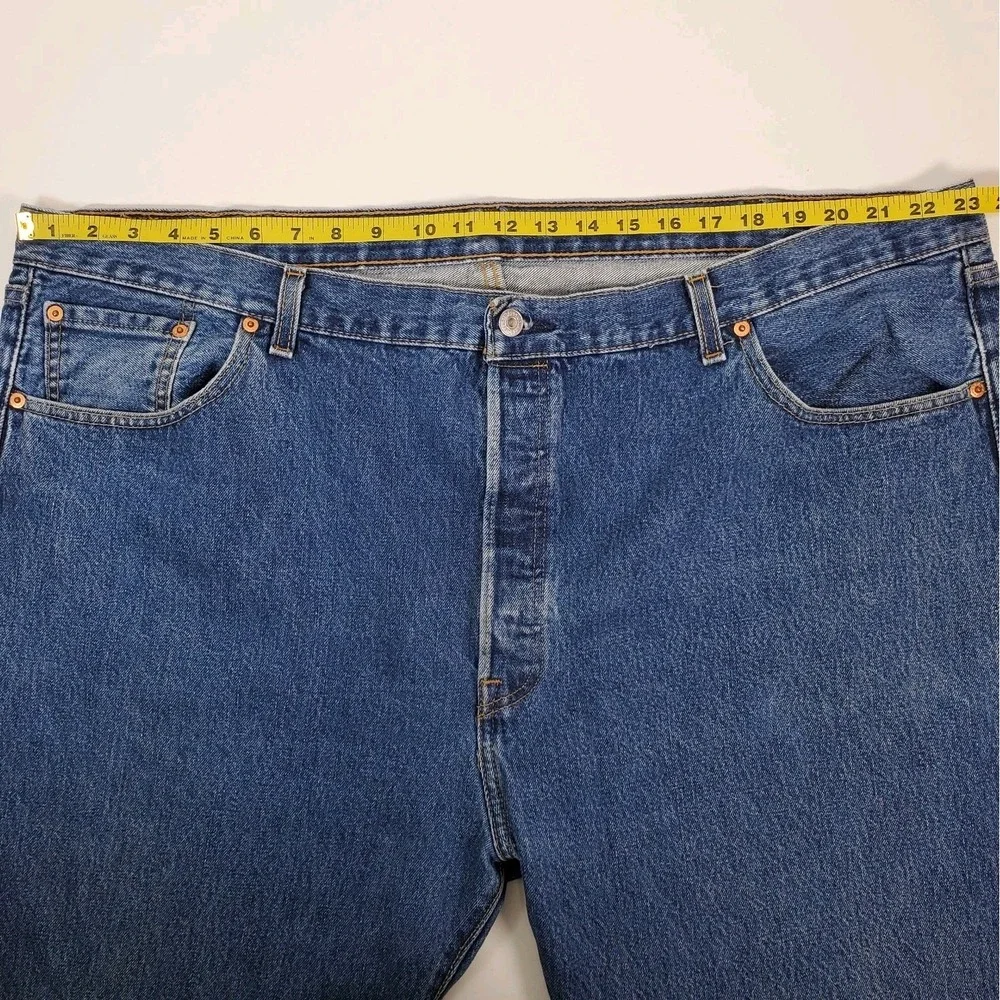 Levi's 501 Mens 48x32 Original‎ Fit 100% Cotton Button Fly Dark Wash Blue Jeans